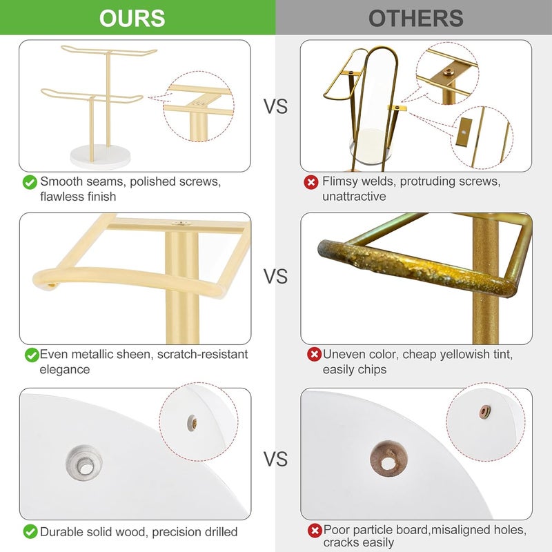 Dahey Headband Holder Organizer Metal 2-Tier Hair Hoop Display Stand Headband Organizer Storage Hair Ropes Accessories Bracelets Bangles Bedroom College Dorm Decor for Girls Women, Gold - Image 5